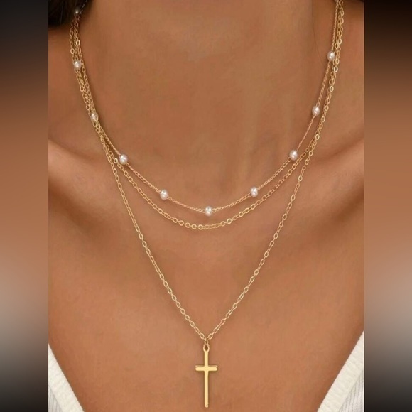 pinklabelco Jewelry - Gold Cross Necklace